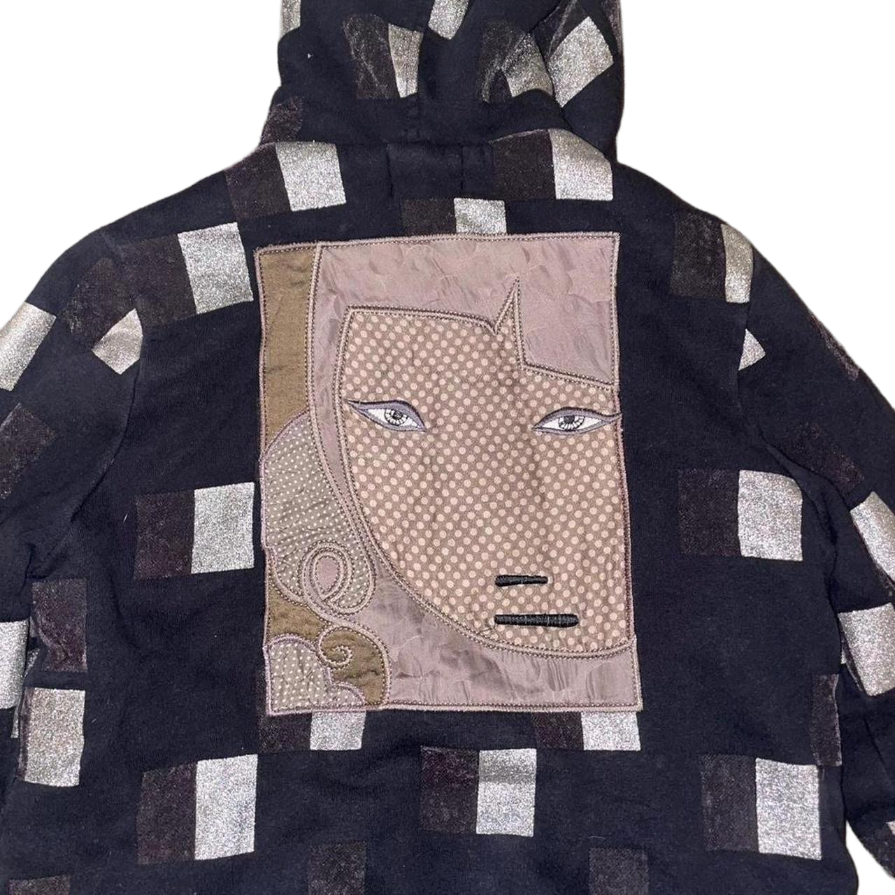 Custo Barcelona faded black graphic hooded jacket with faux fur lining