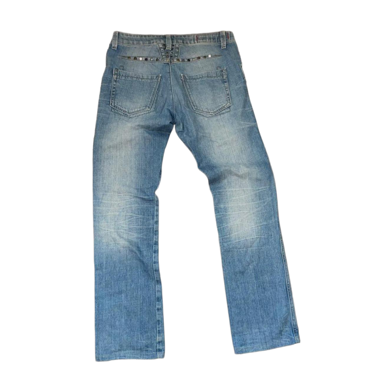 Marithe + Francois Girbaud medium wash studded jeans