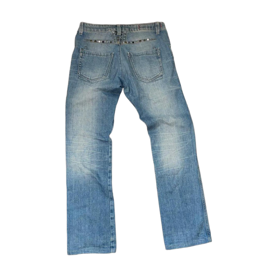 Marithe + Francois Girbaud medium wash studded jeans