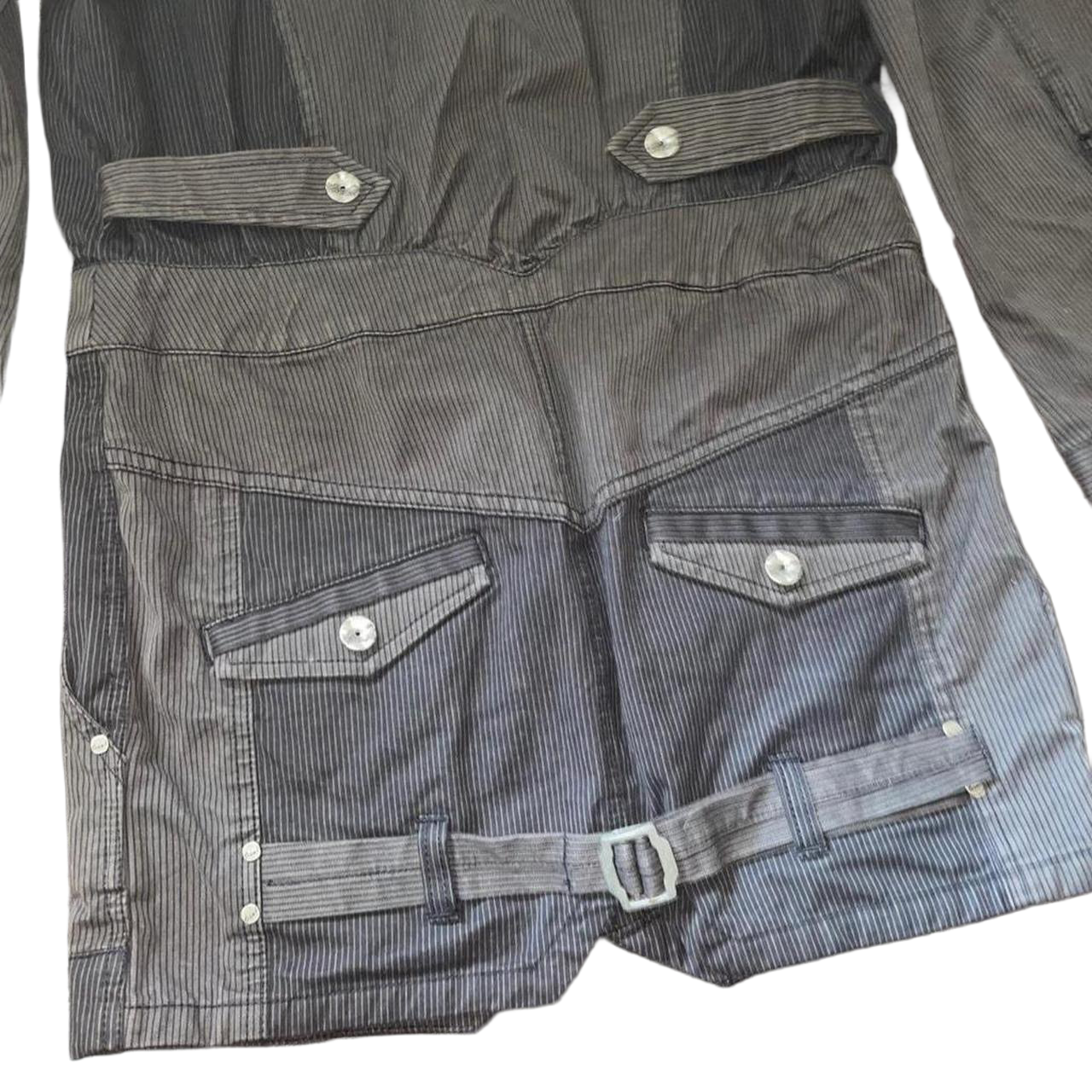 Diesel brown pinstripe zip up cinch back jacket