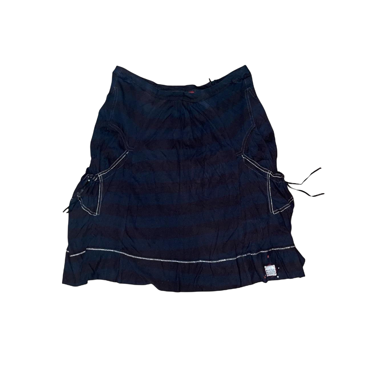 Marithe + Francois Girbaud subtle striped gathered midi skirt | early-2000s