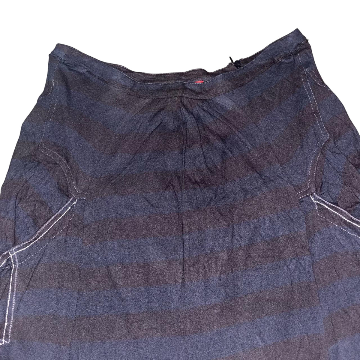 Marithe + Francois Girbaud subtle striped gathered midi skirt | early-2000s