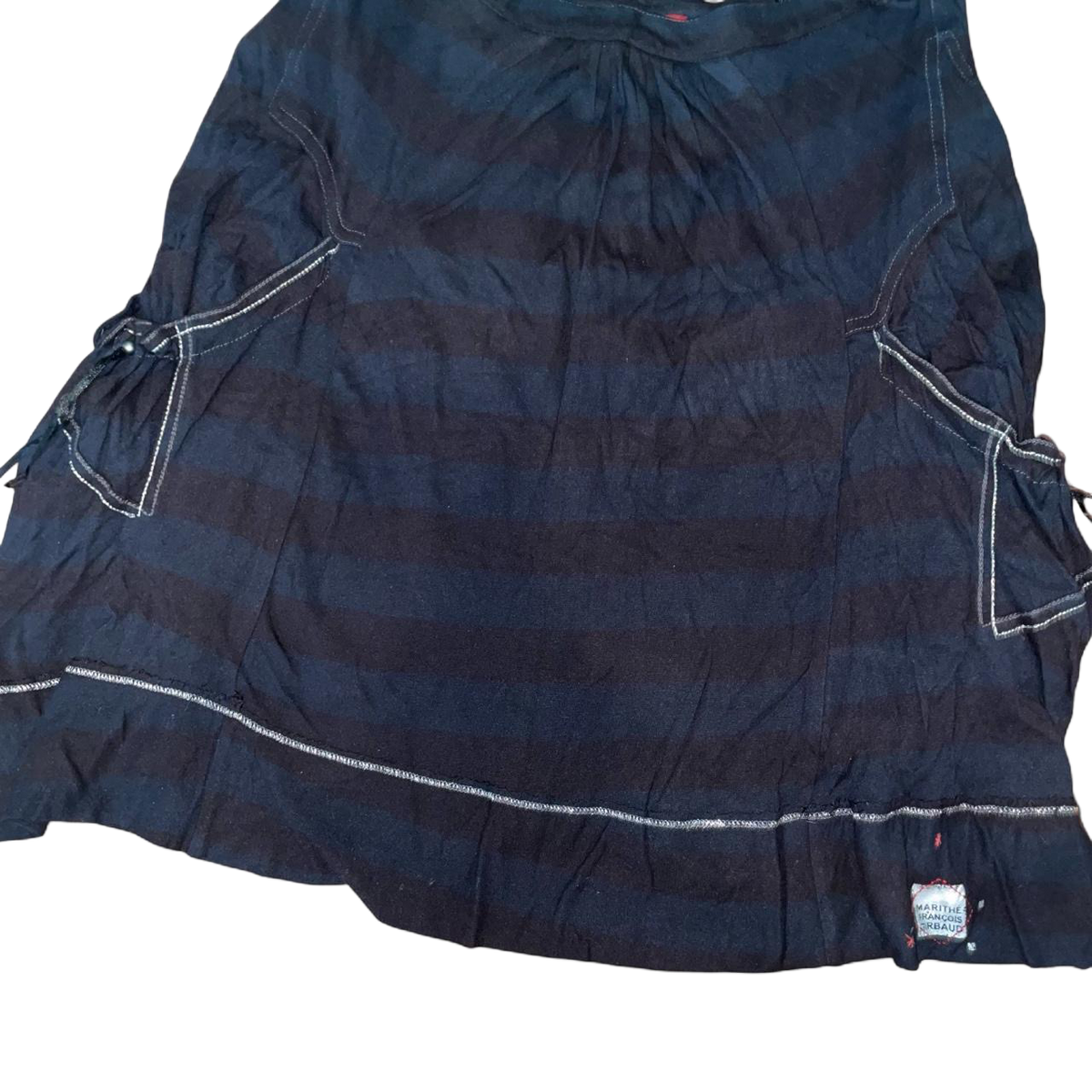 Marithe + Francois Girbaud subtle striped gathered midi skirt | early-2000s