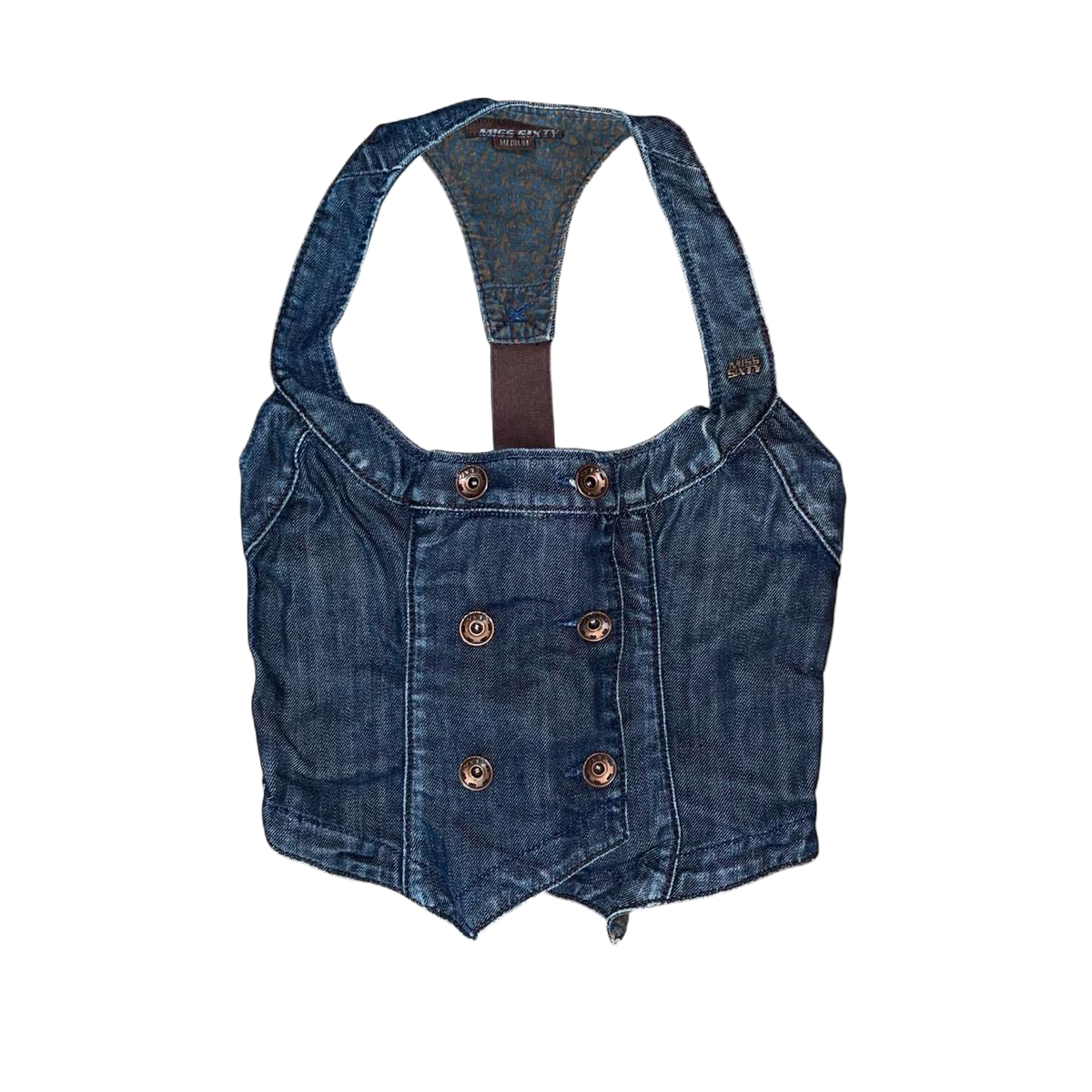 Miss Sixty dark wash denim vest | early-2000s