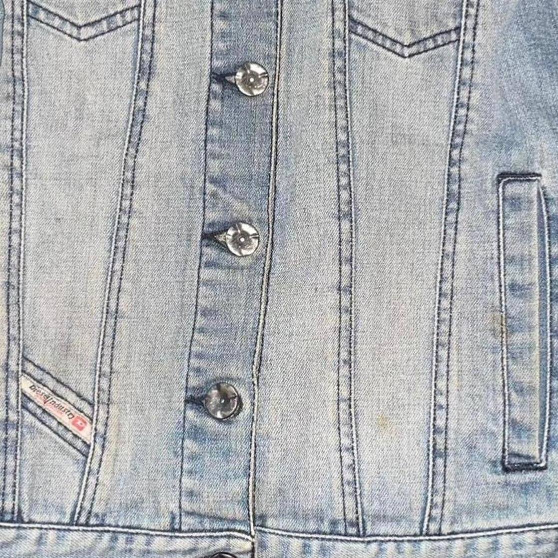 Diesel denim and knit button up hooded jacket