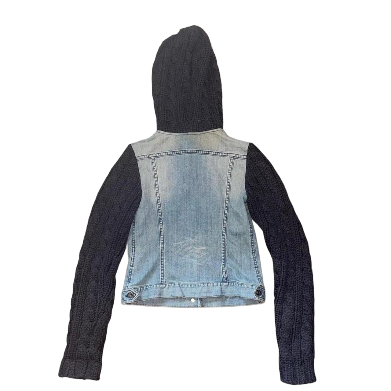Diesel denim and knit button up hooded jacket