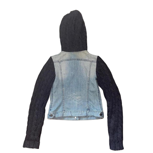 Diesel denim and knit button up hooded jacket