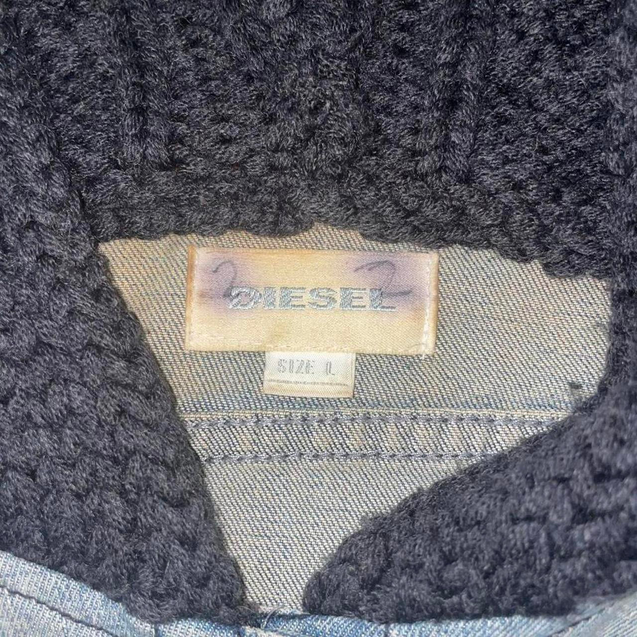 Diesel denim and knit button up hooded jacket