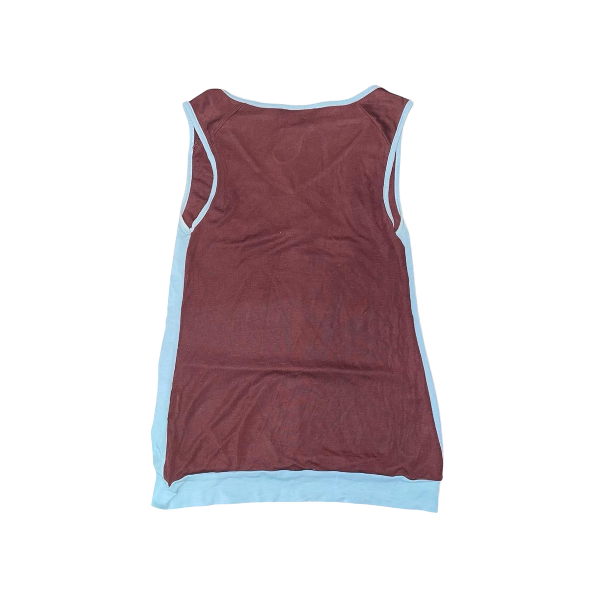 Cop. Copine blue and burgundy avant garde cut out top