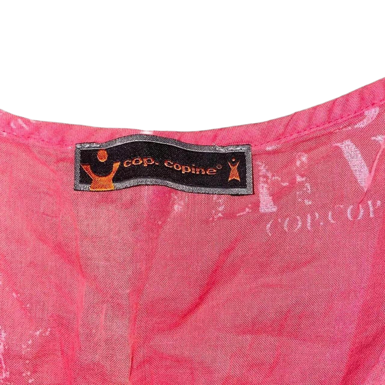 Cop. Copine sheer pink ruched graphic top