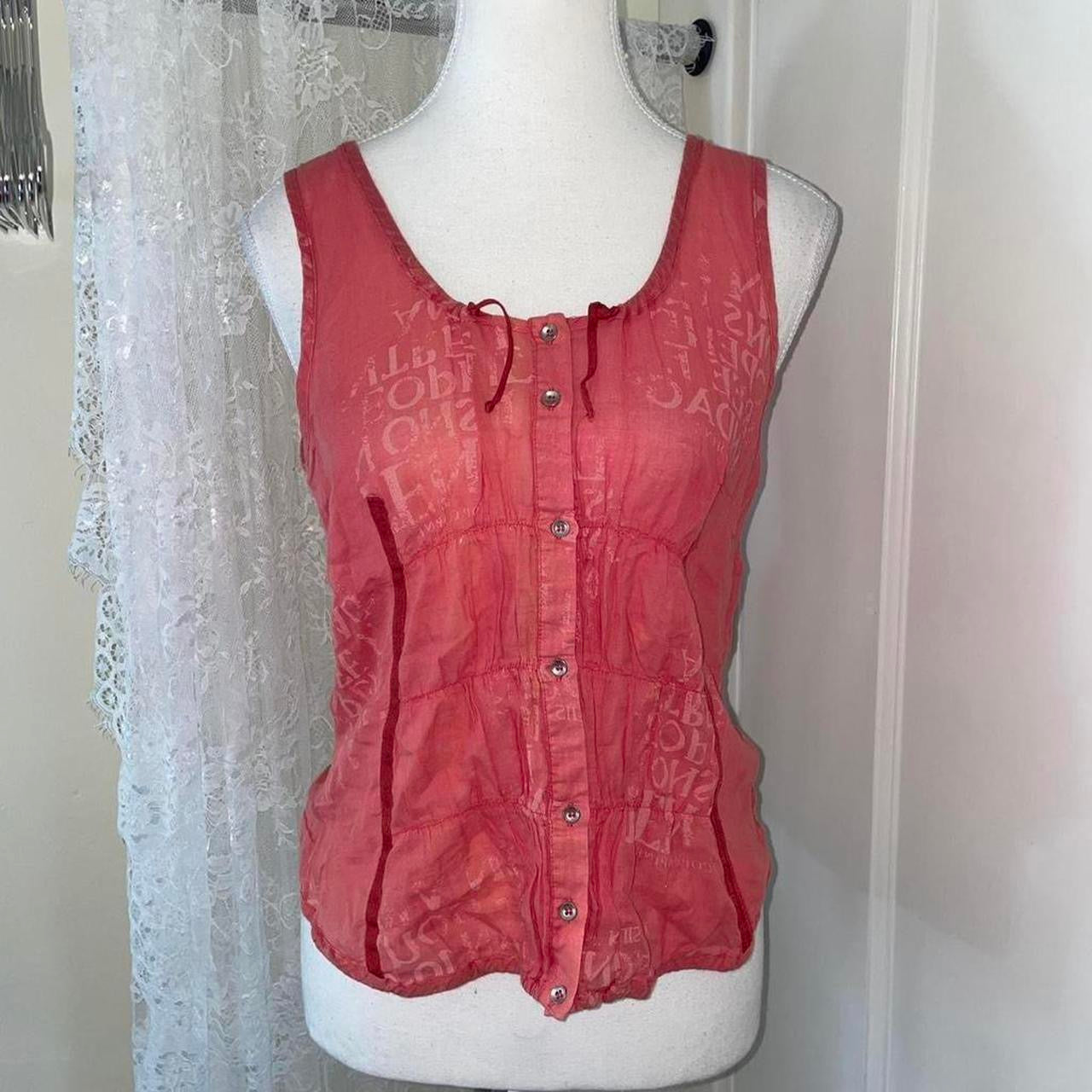 Cop. Copine sheer pink ruched graphic top