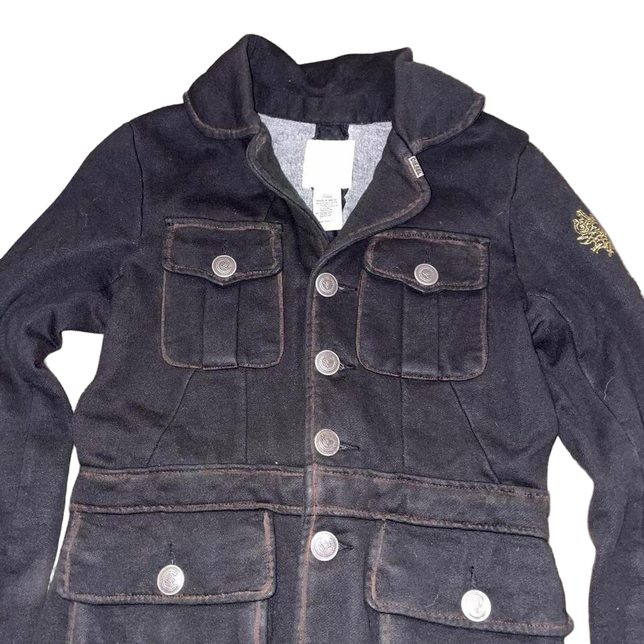Diesel black utility button up jacket