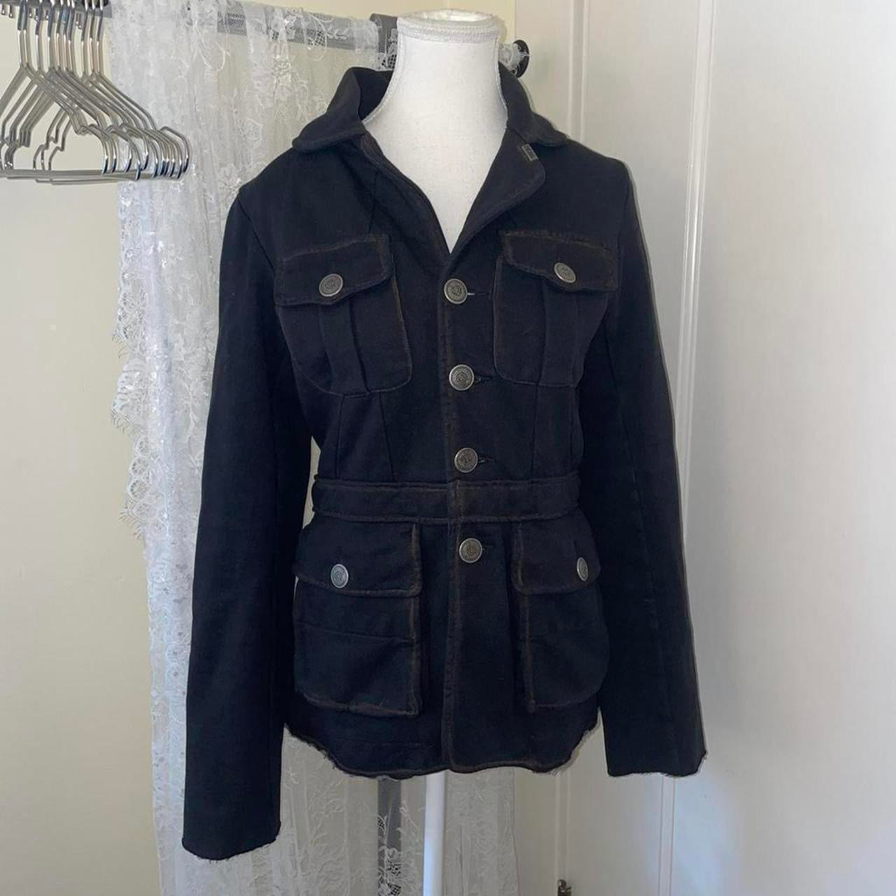 Diesel black utility button up jacket