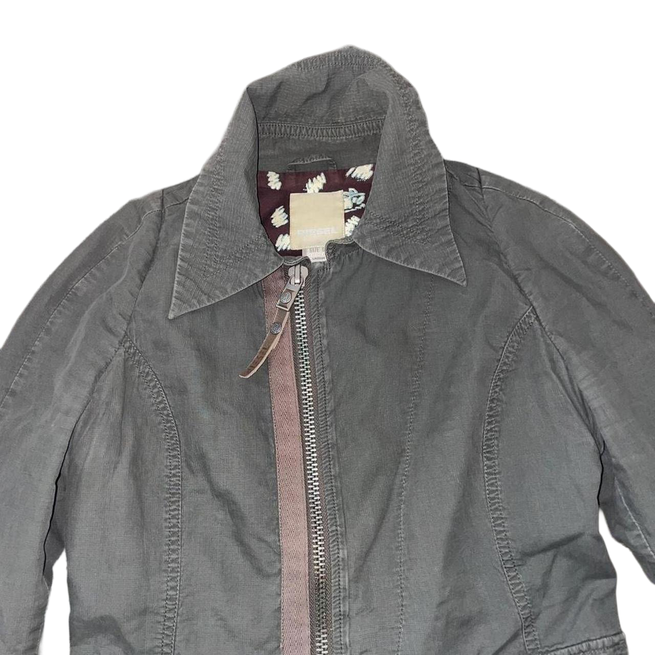 Diesel khaki green asymmetric zip up utility jacket