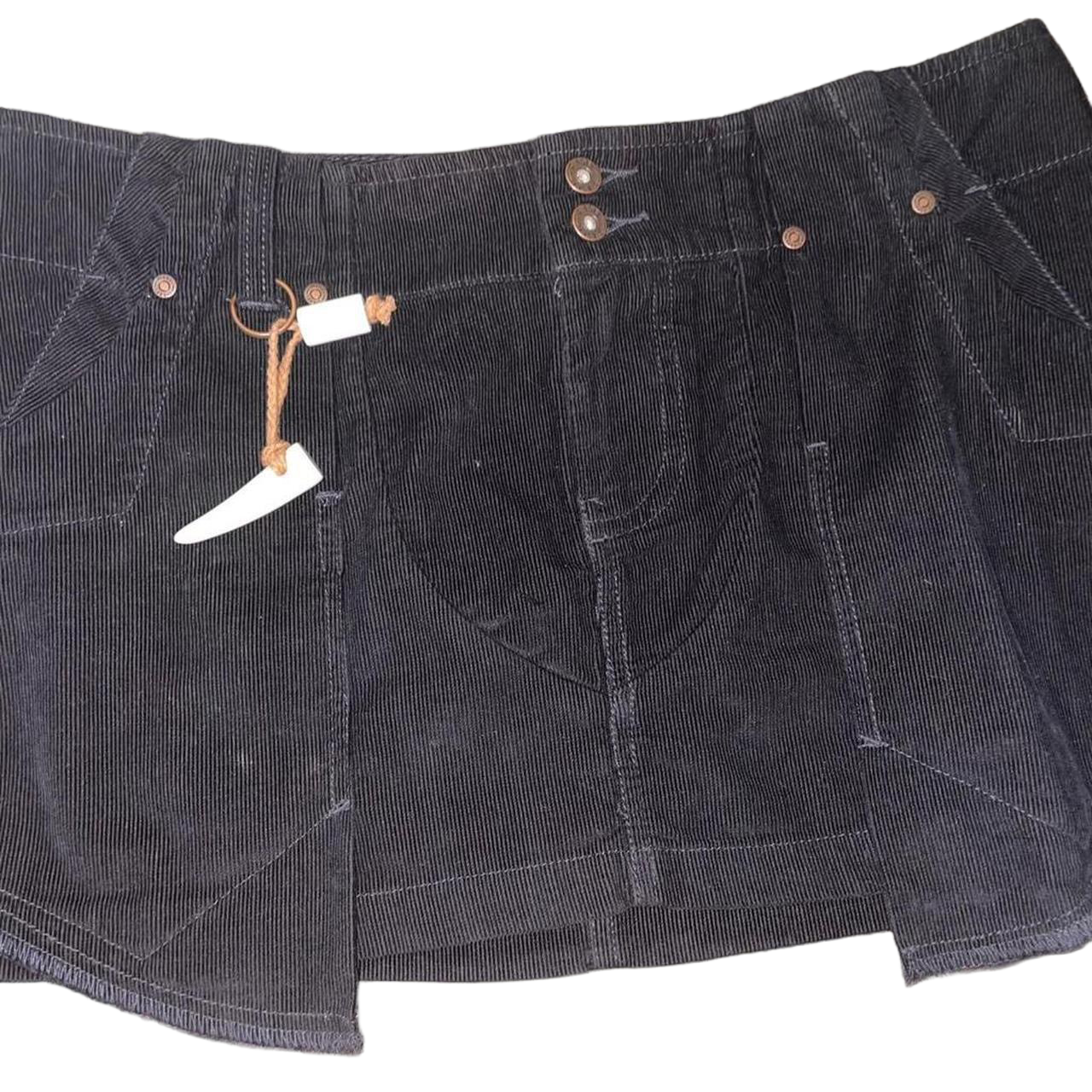 Diesel black corduroy cargo mini skirt