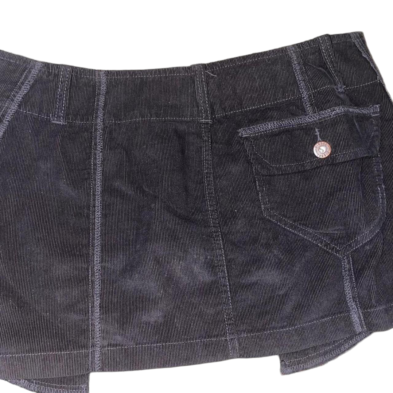 Diesel black corduroy cargo mini skirt