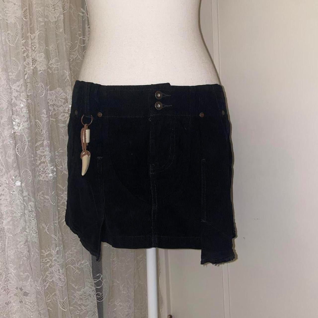 Diesel black corduroy cargo mini skirt