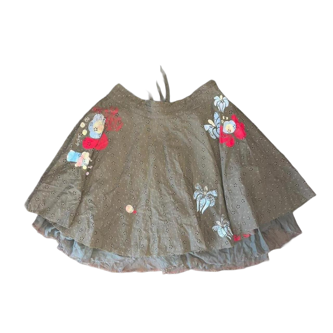Miss Sixty khaki green floral midi skirt