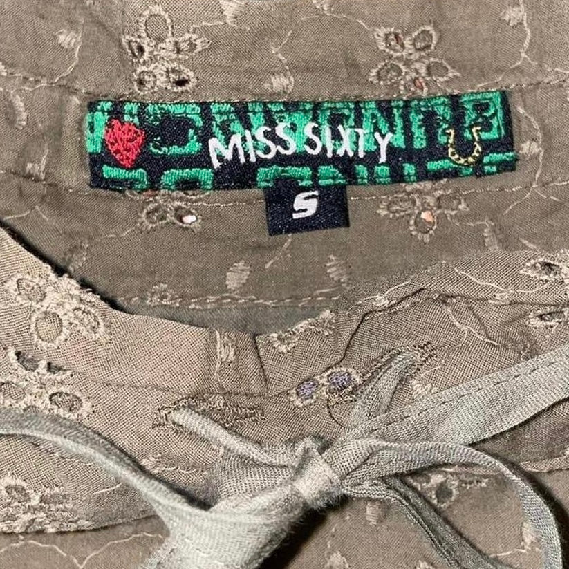 Miss Sixty khaki green floral midi skirt