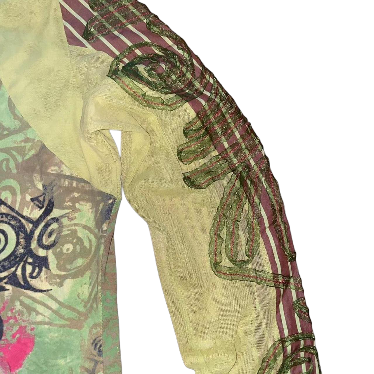 Save the Queen green floral graphic mesh long sleeve