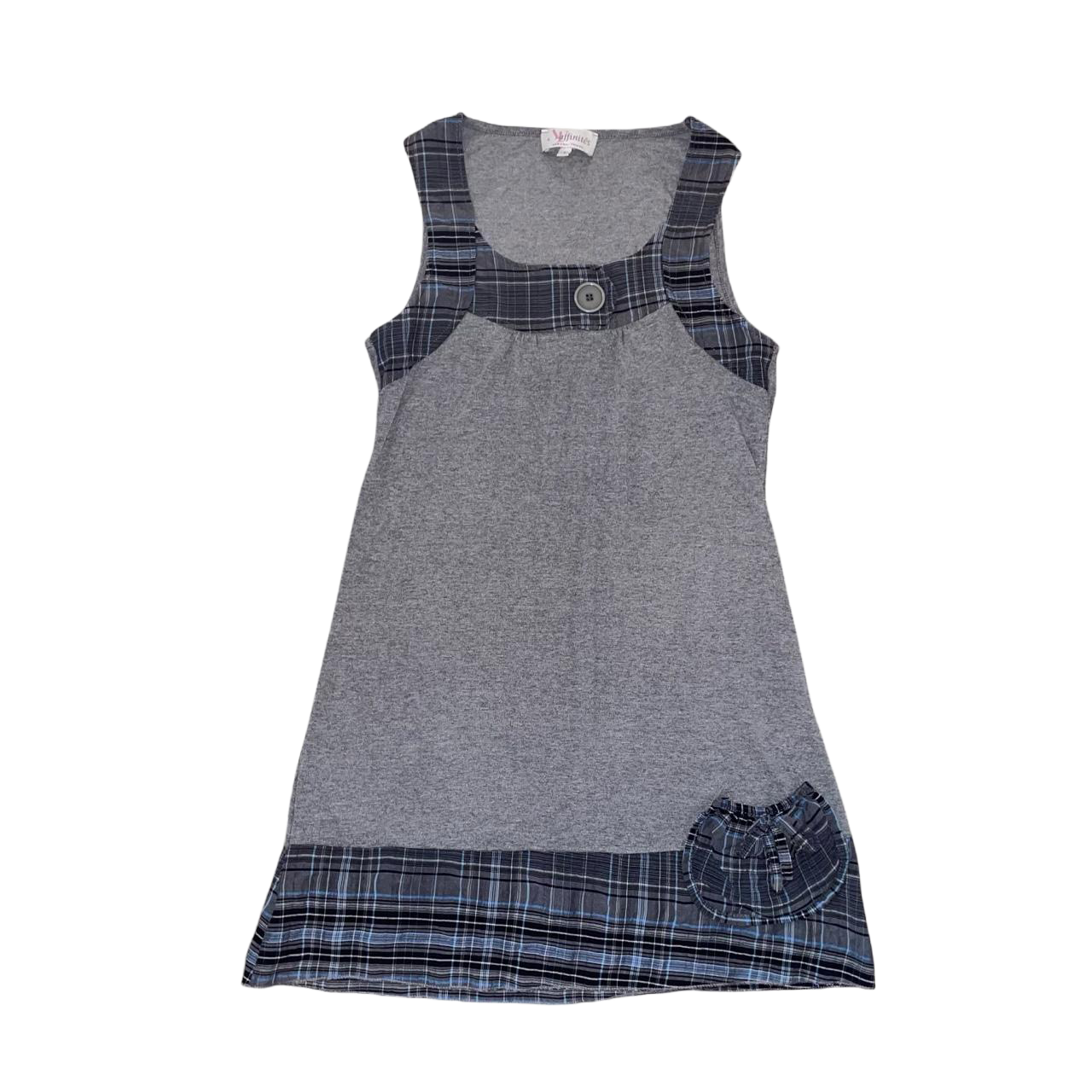 Vintage European gray tunic with plaid trim | mid-2000s