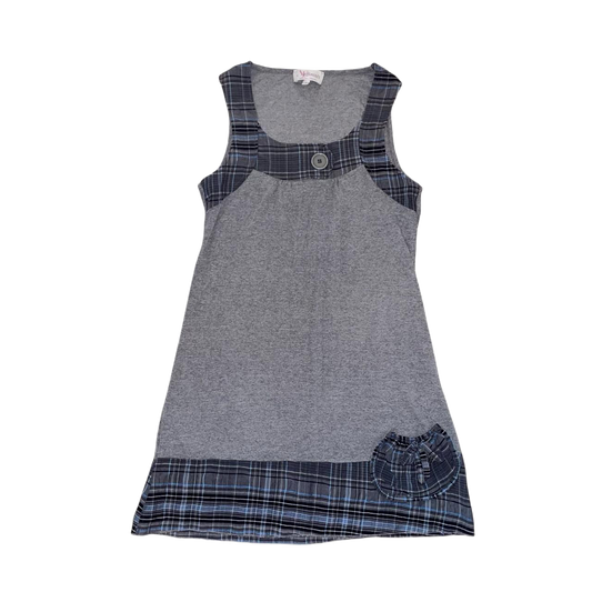 Vintage European gray tunic with plaid trim | mid-2000s