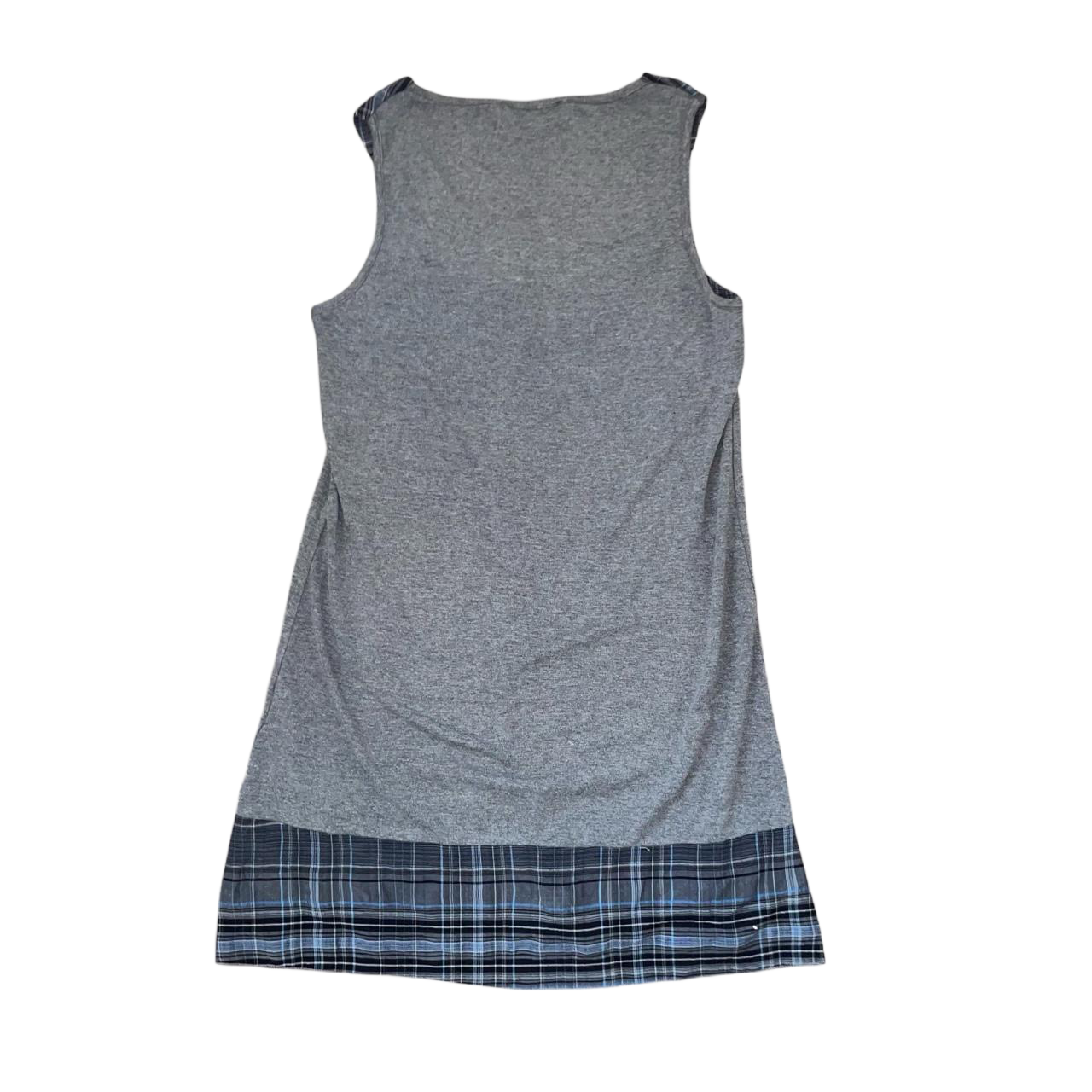 Vintage European gray tunic with plaid trim | mid-2000s