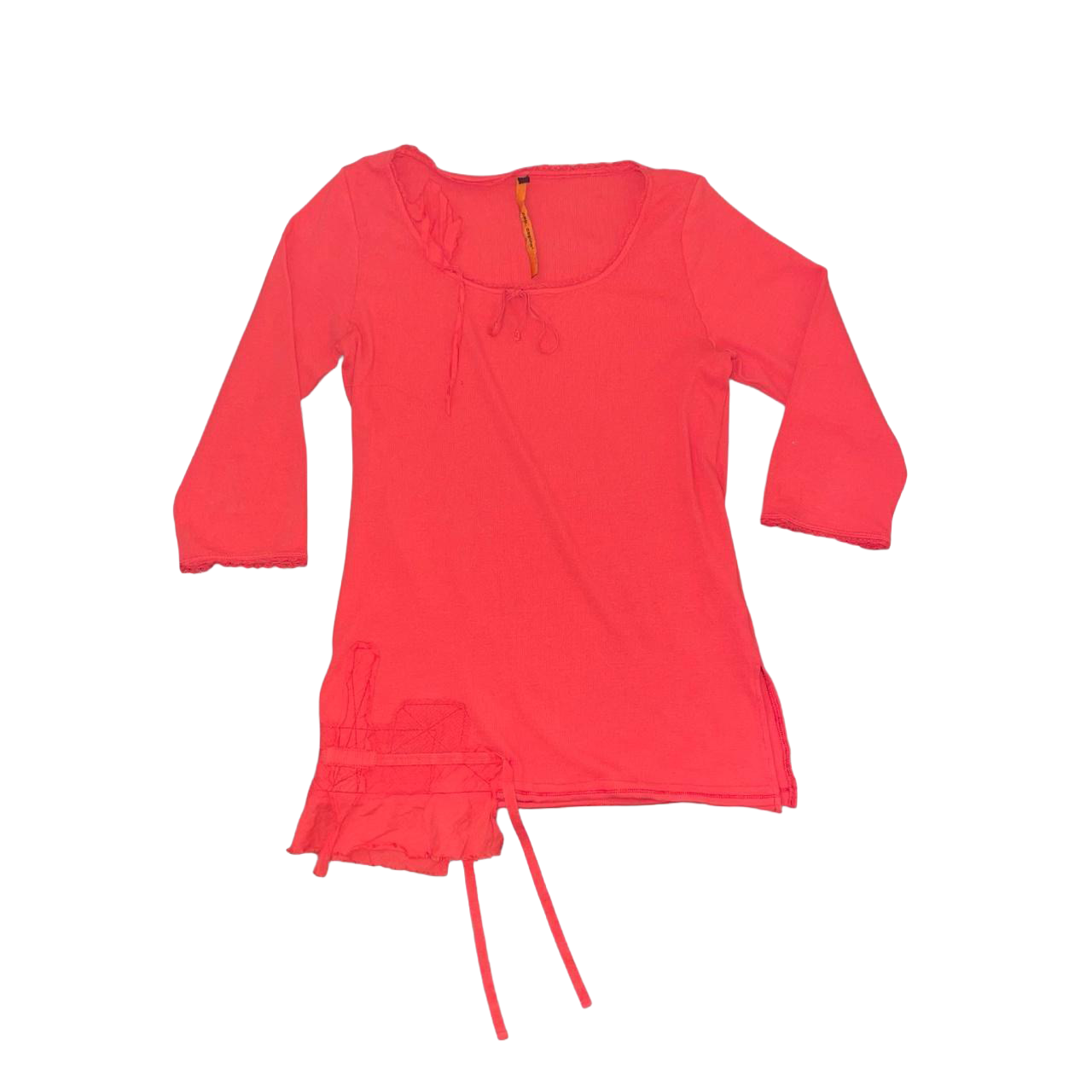 Cop. Copine red asymmetric ribbed top | mid-2000s