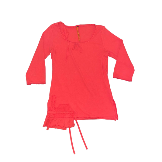 Cop. Copine red asymmetric ribbed top | mid-2000s