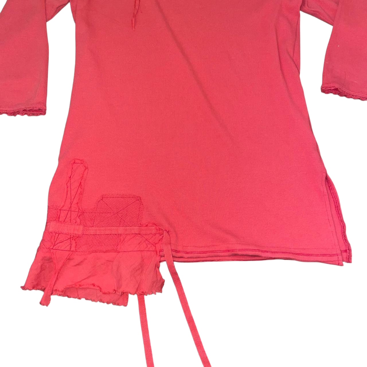 Cop. Copine red asymmetric ribbed top | mid-2000s
