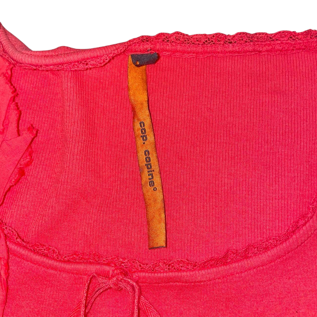 Cop. Copine red asymmetric ribbed top | mid-2000s