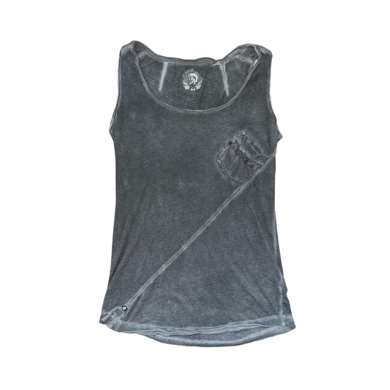 Diesel faded wash asymmetric tank with pocket detail | late-2000s