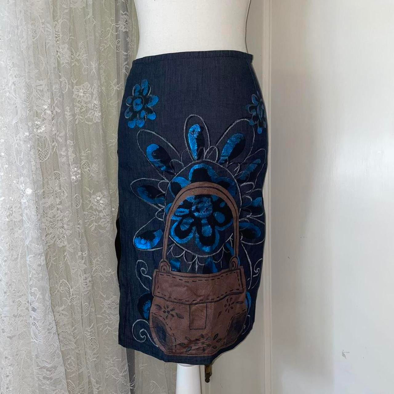 Custo Barcelona metallic graphic midi skirt
