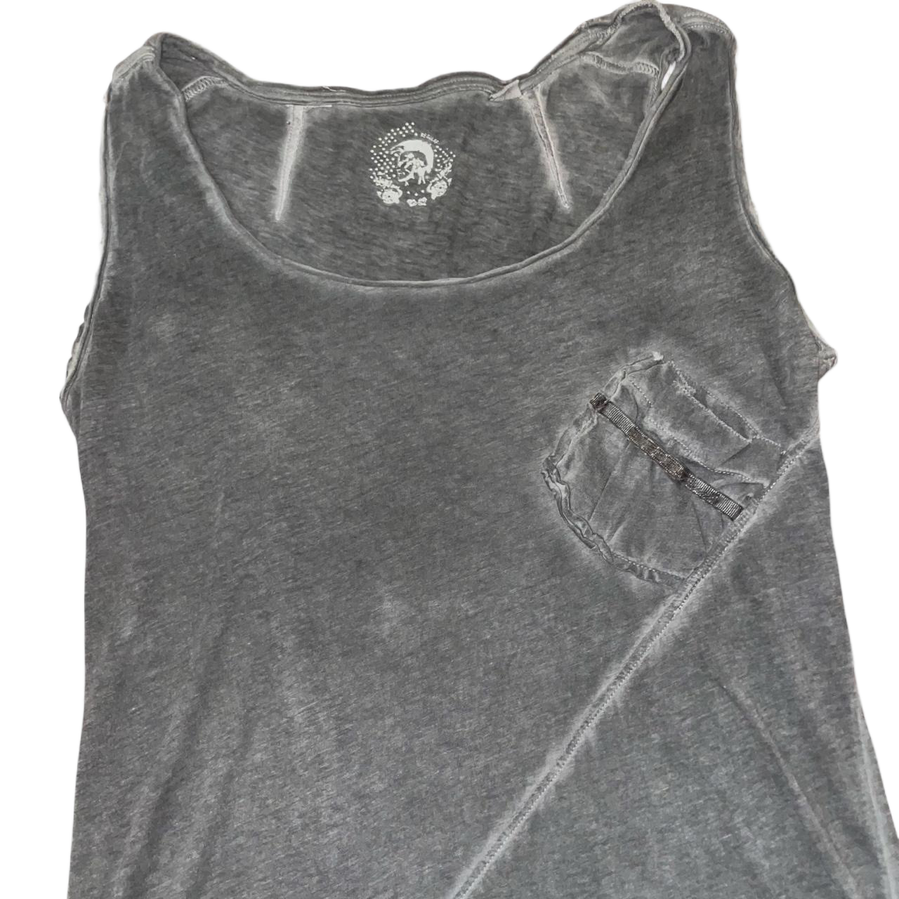 Diesel faded wash asymmetric tank with pocket detail | late-2000s