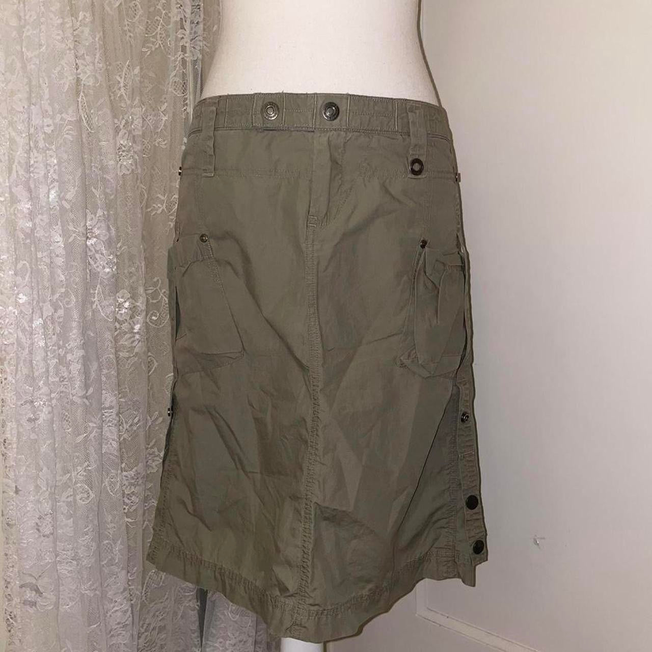 Diesel army green utility midi skirt with adjustable hemline
