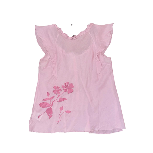 Cop. Copine sheer light pink floral flutter sleeve top | mid-2000s