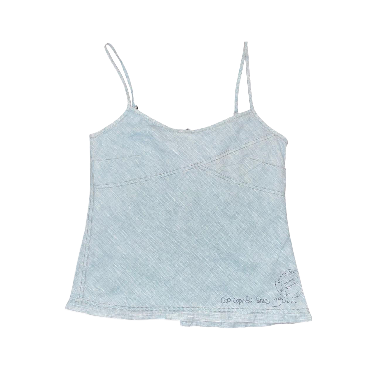 Cop. Copine light blue embroidered graphic cami | early-2000s
