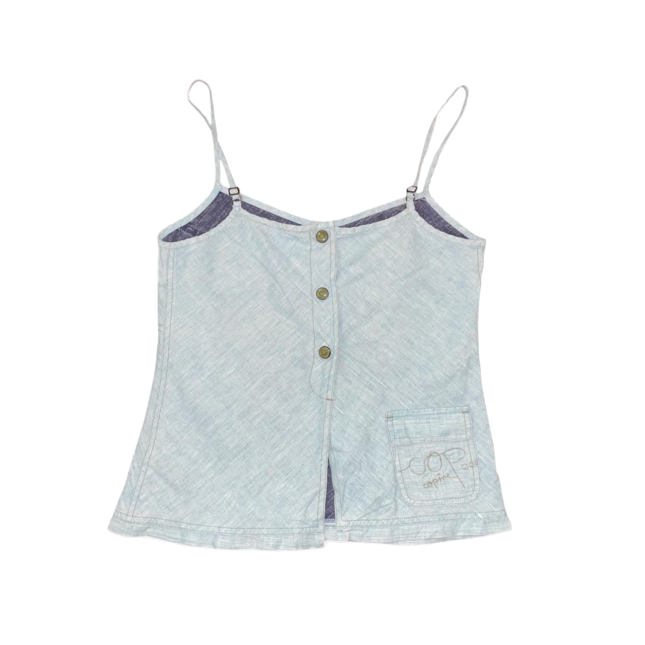 Cop. Copine light blue embroidered graphic cami | early-2000s