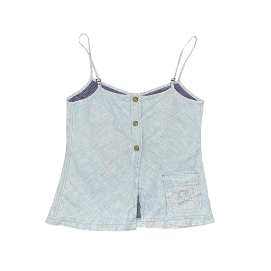 Cop. Copine light blue embroidered graphic cami | early-2000s