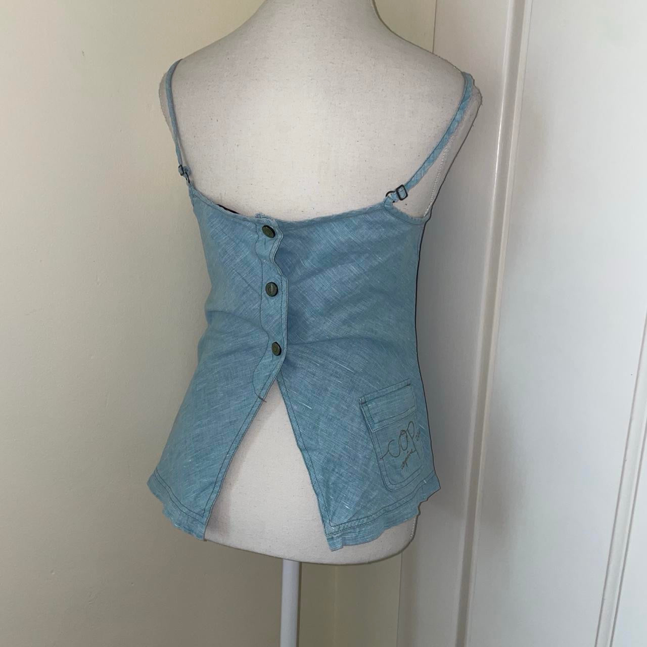 Cop. Copine light blue embroidered graphic cami | early-2000s