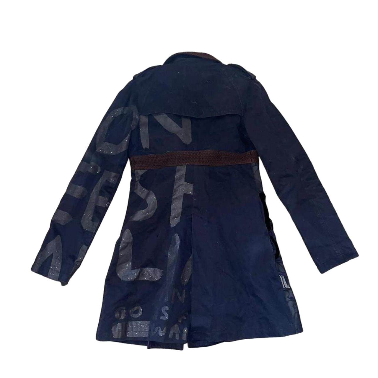 Custo Barcelona black graphic double breasted trench