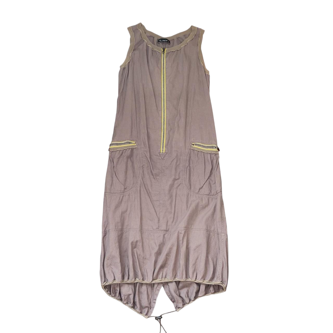 Cop. Copine muted brown avant garde zip up bubble dress | mid-2000s
