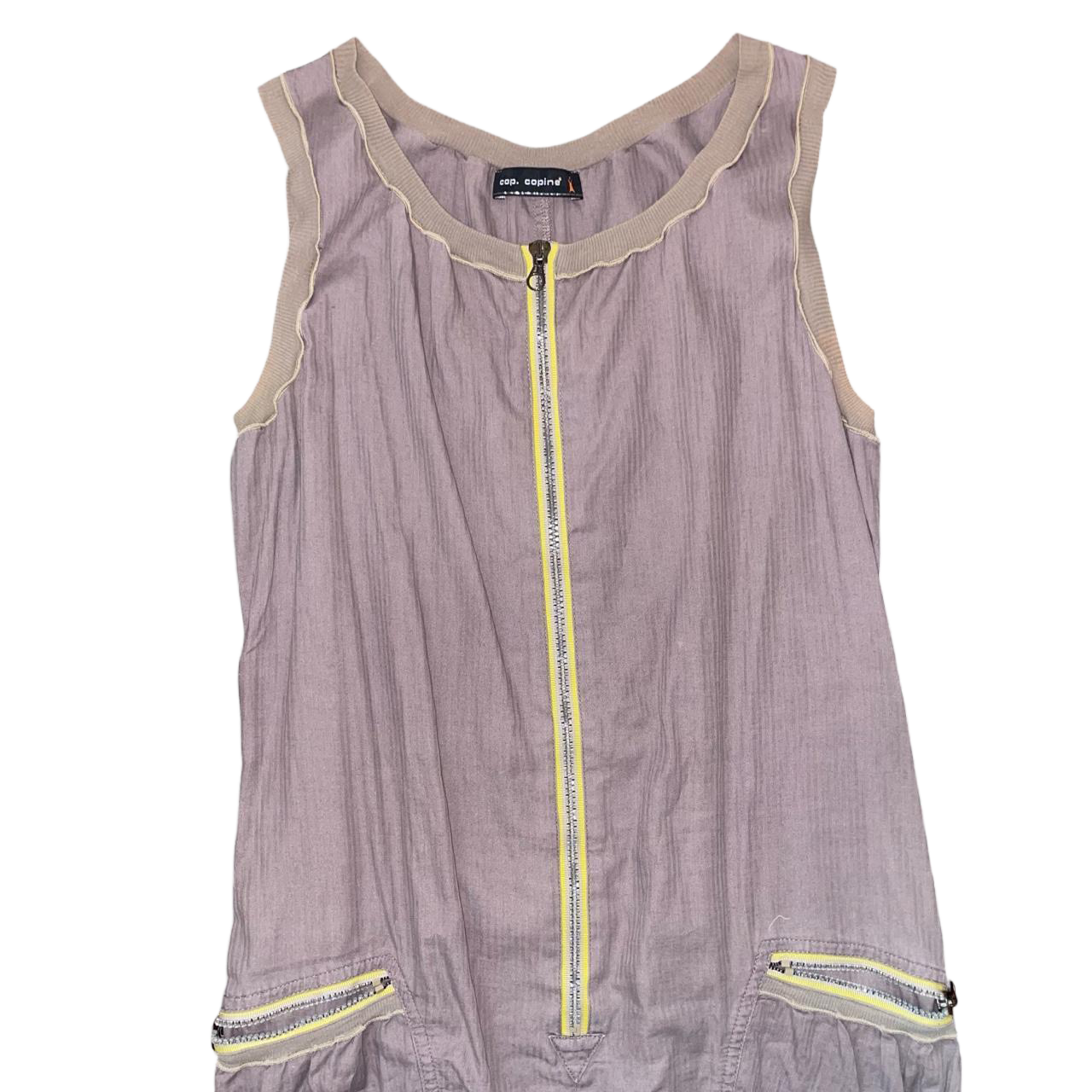 Cop. Copine muted brown avant garde zip up bubble dress | mid-2000s