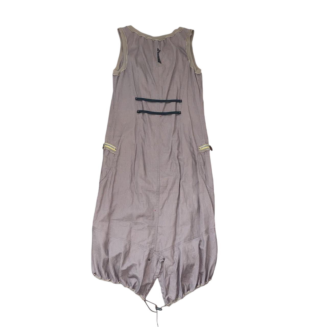 Cop. Copine muted brown avant garde zip up bubble dress | mid-2000s