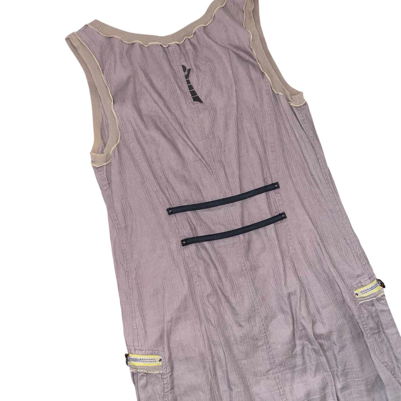 Cop. Copine muted brown avant garde zip up bubble dress | mid-2000s