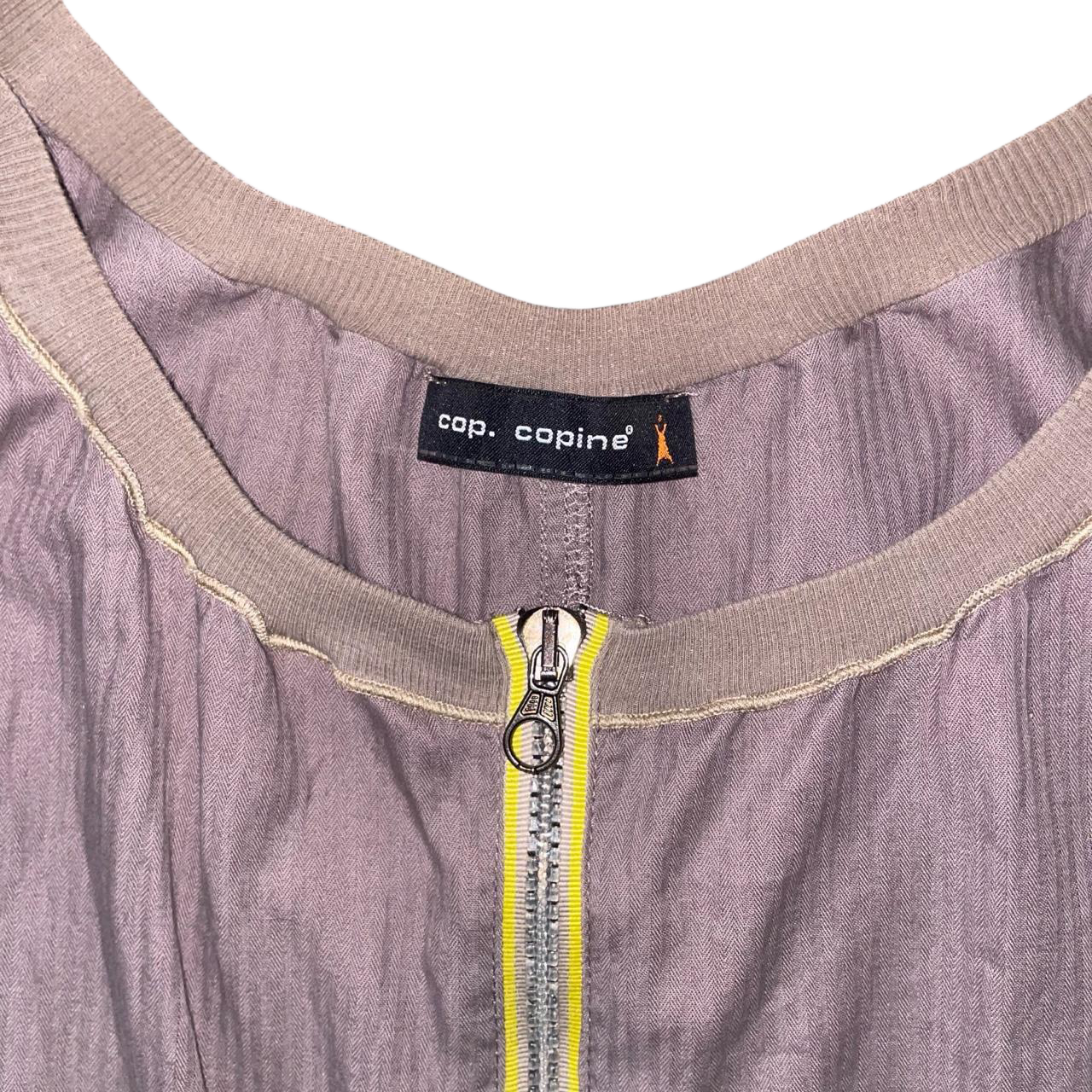 Cop. Copine muted brown avant garde zip up bubble dress | mid-2000s