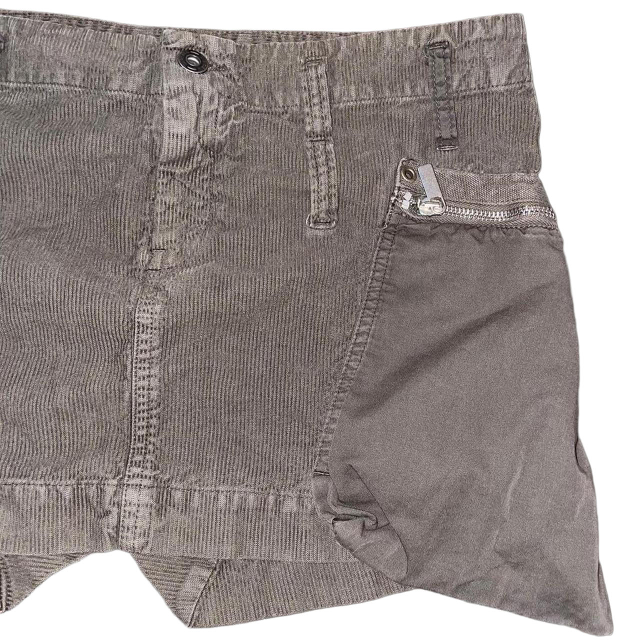 Diesel khaki green corduroy cargo mini skirt