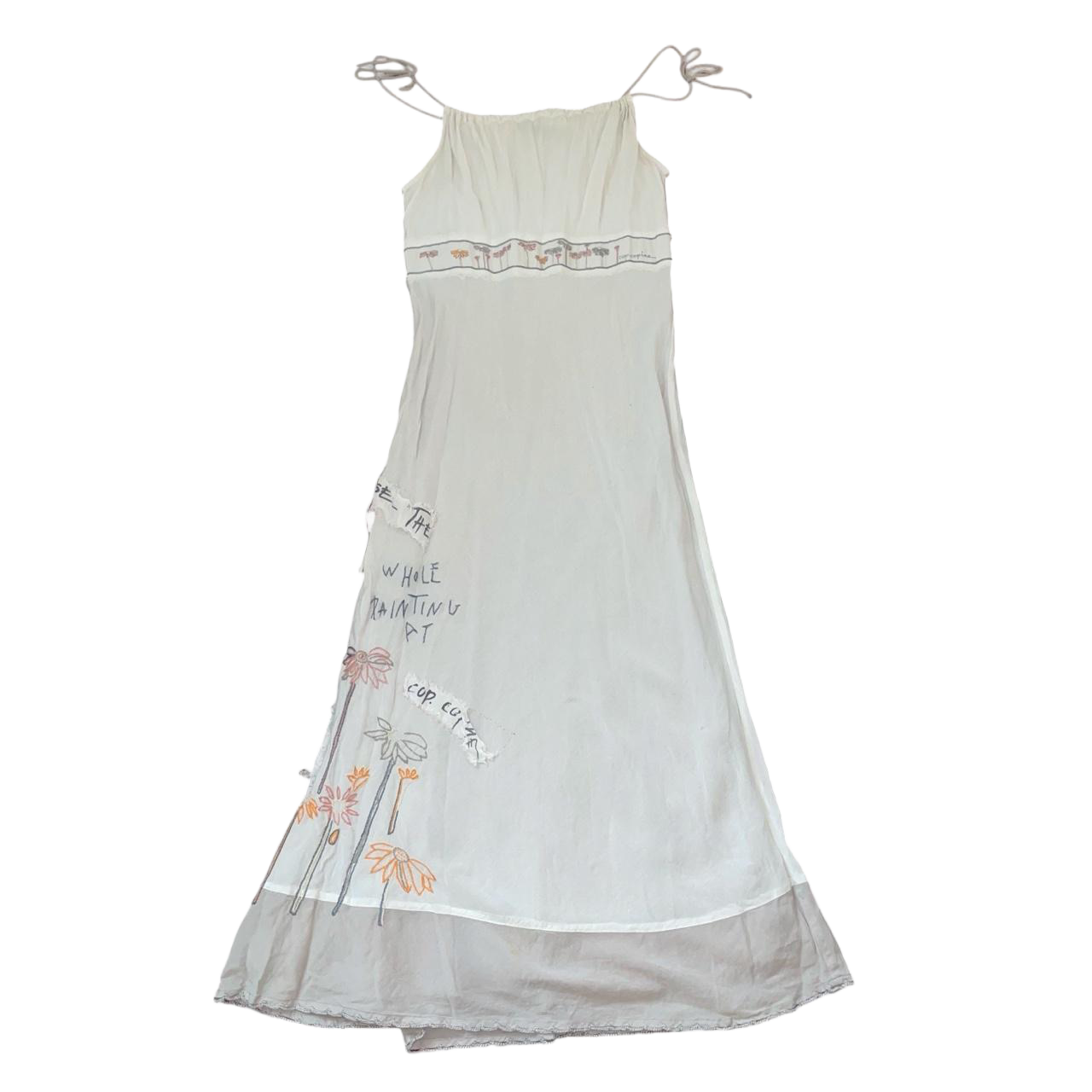 Cop. Copine white graphic embroidered maxi dress | mid-2000s