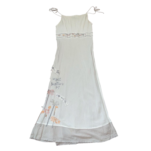 Cop. Copine white graphic embroidered maxi dress | mid-2000s