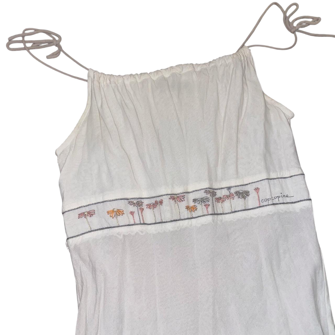 Cop. Copine white graphic embroidered maxi dress | mid-2000s